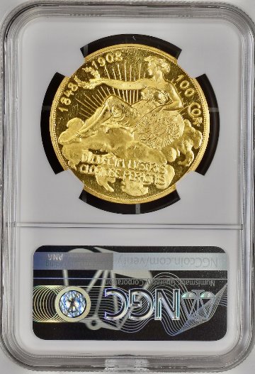 オーストリア1908年100コロナ金貨雲上の女神NGC PF 62CAMの画像
