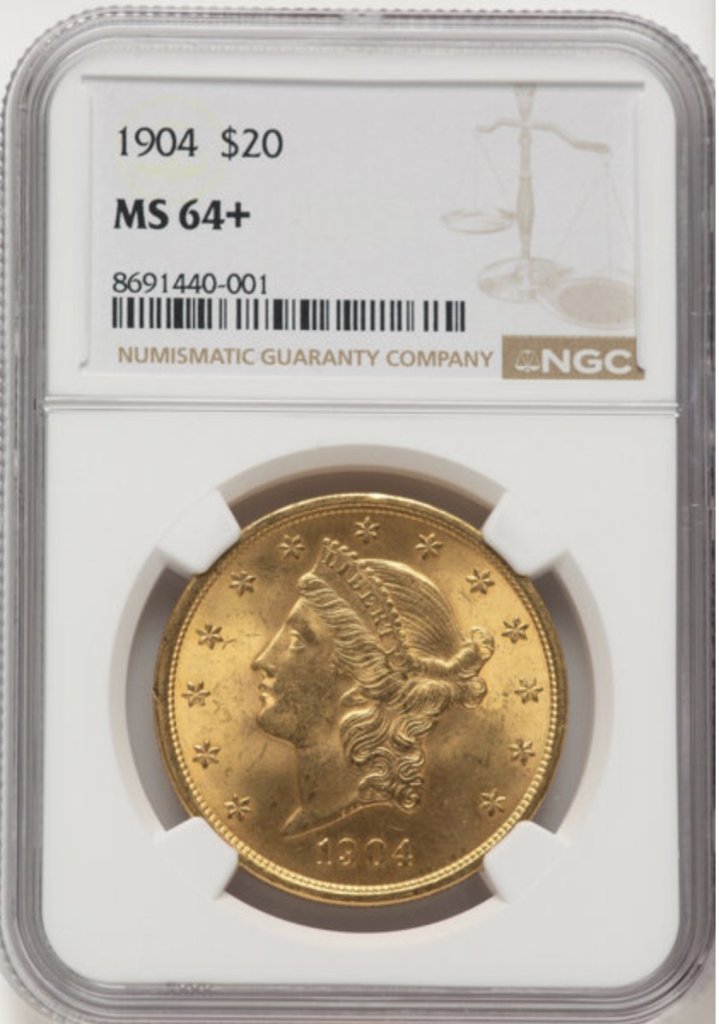 アメリカ1904年ダブルイーグル20ドル金貨 NGC MS64＋の画像