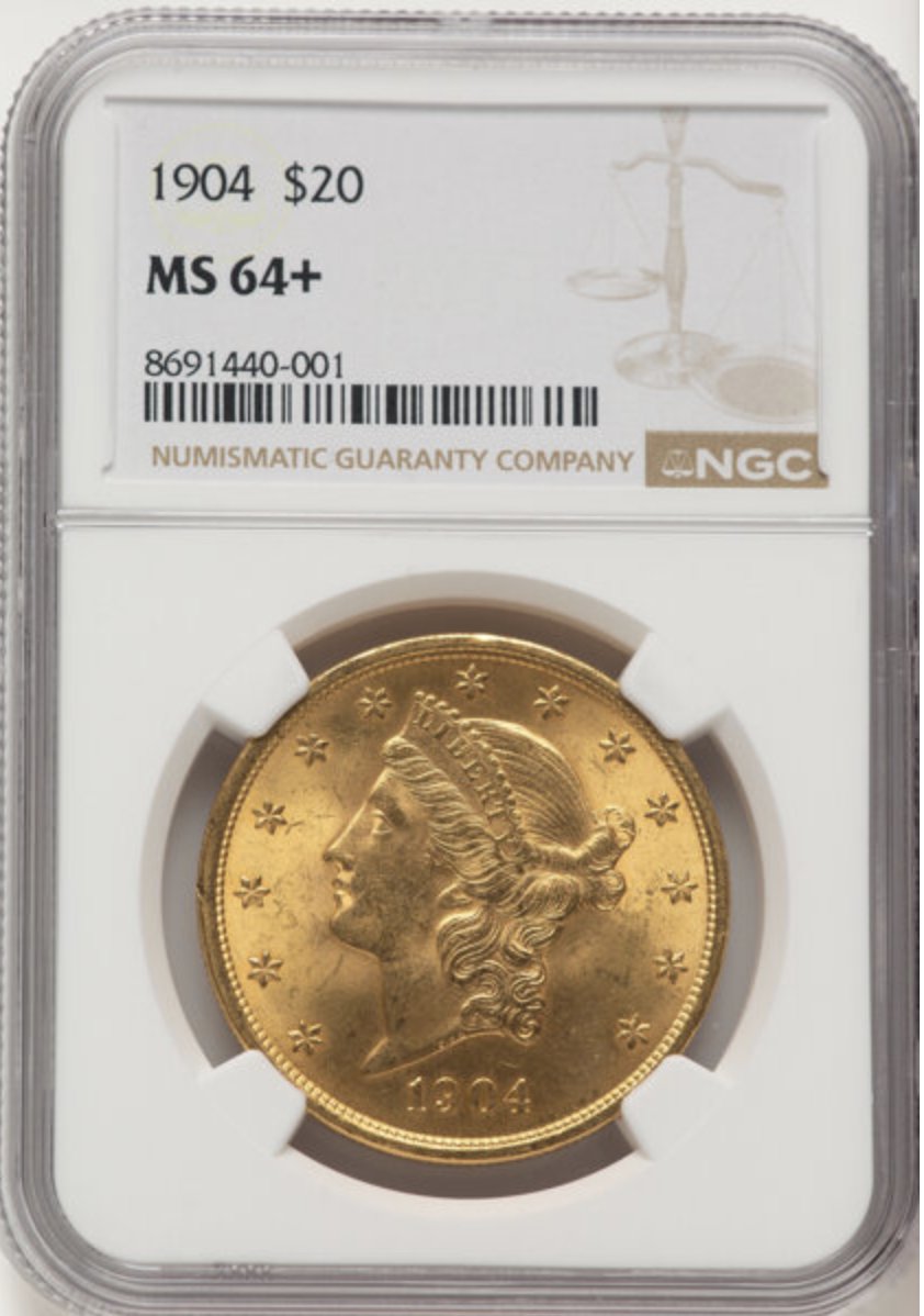 アメリカ1904年ダブルイーグル20ドル金貨 NGC MS64＋の画像