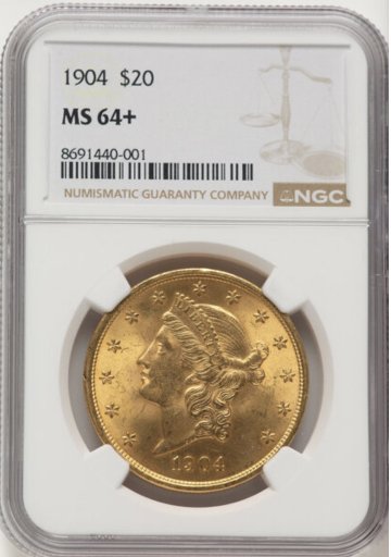 アメリカ1904年ダブルイーグル20ドル金貨 NGC MS64＋の画像