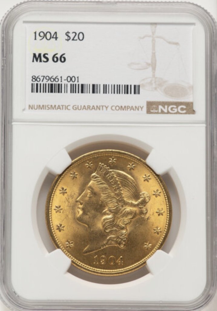 アメリカ1904年ダブルイーグル20ドル金貨 NGC MS66の画像