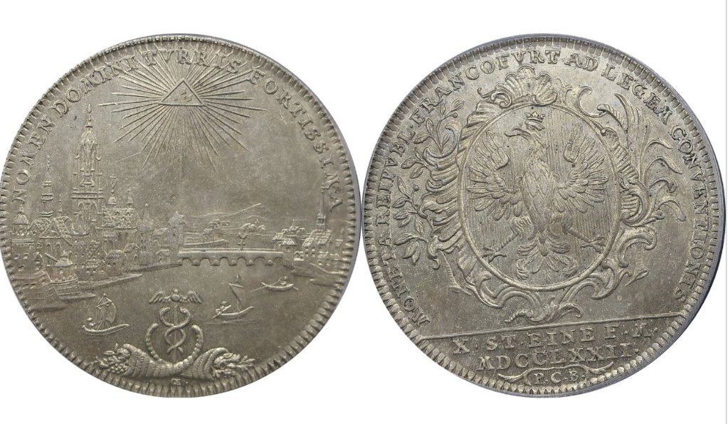 ドイツ フランクフルト1772年ターラー銀貨 都市景観 PCGS MS63の画像