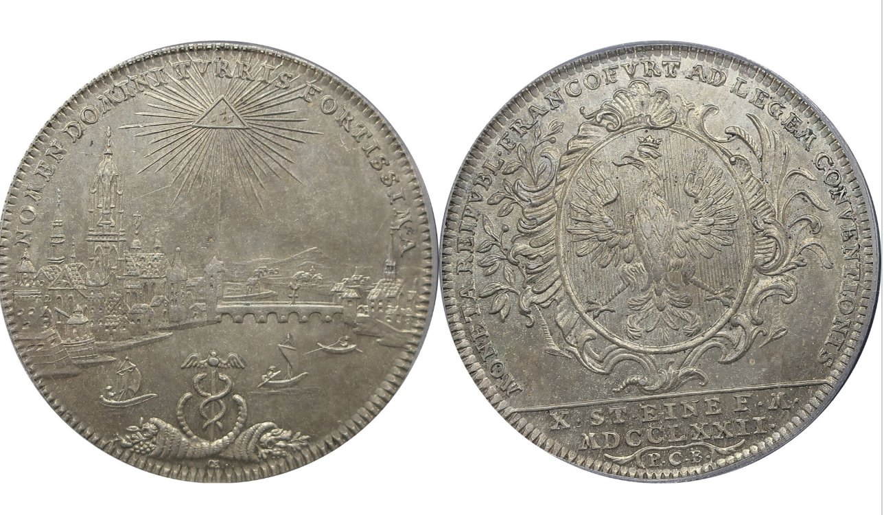 ドイツ フランクフルト1772年ターラー銀貨 都市景観 PCGS MS63の画像