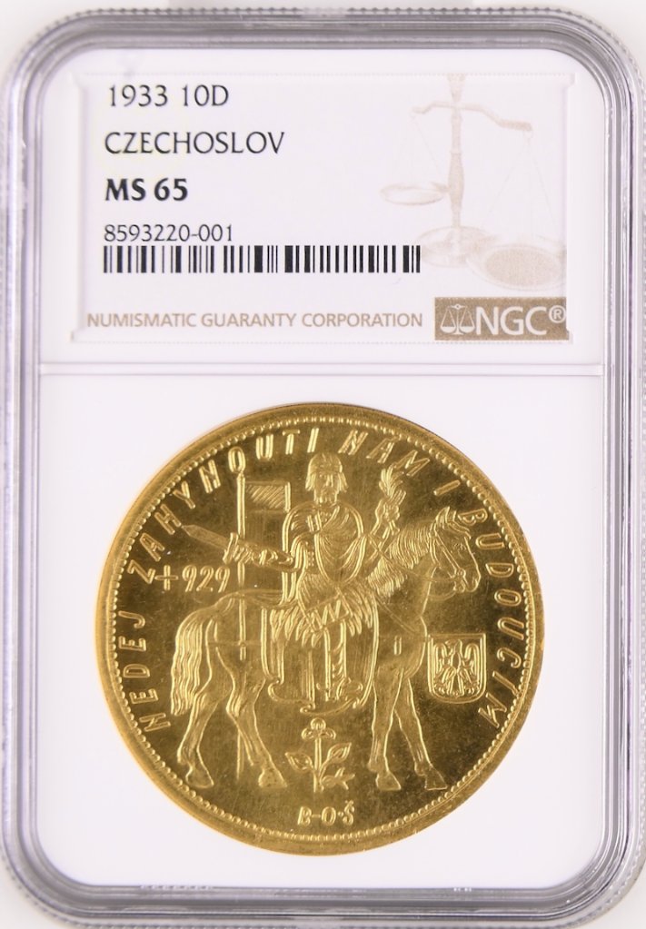 チェコ1933年10ダカット金貨 NGC MS65の画像
