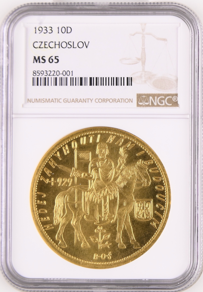 チェコ1933年10ダカット金貨 NGC MS65の画像