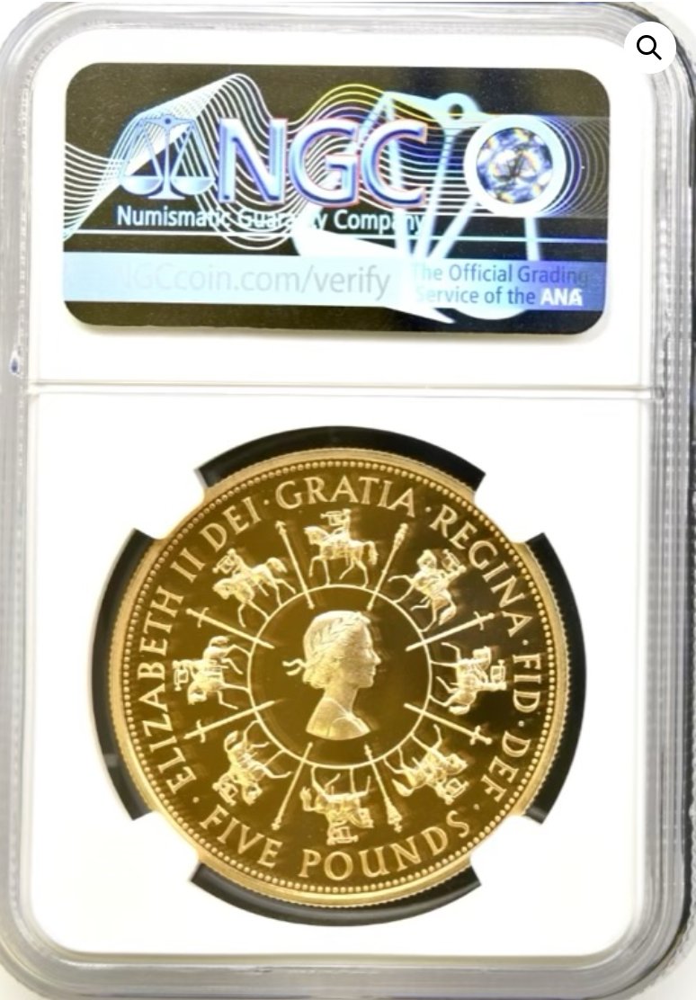 イギリス1993年エリザベス戴冠40年5ポンド金貨NGC PF 69UCAMの画像