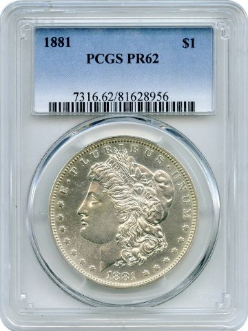 アメリカ1881年モーガンダラーPCGS PR62の画像