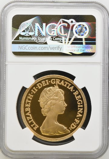 イギリス1980年エリザベス5ポンド金貨NGC PF68 UCAMの画像