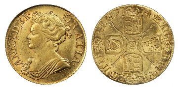 イギリス1714年アン1ギニー金貨 PCGS MS62の画像