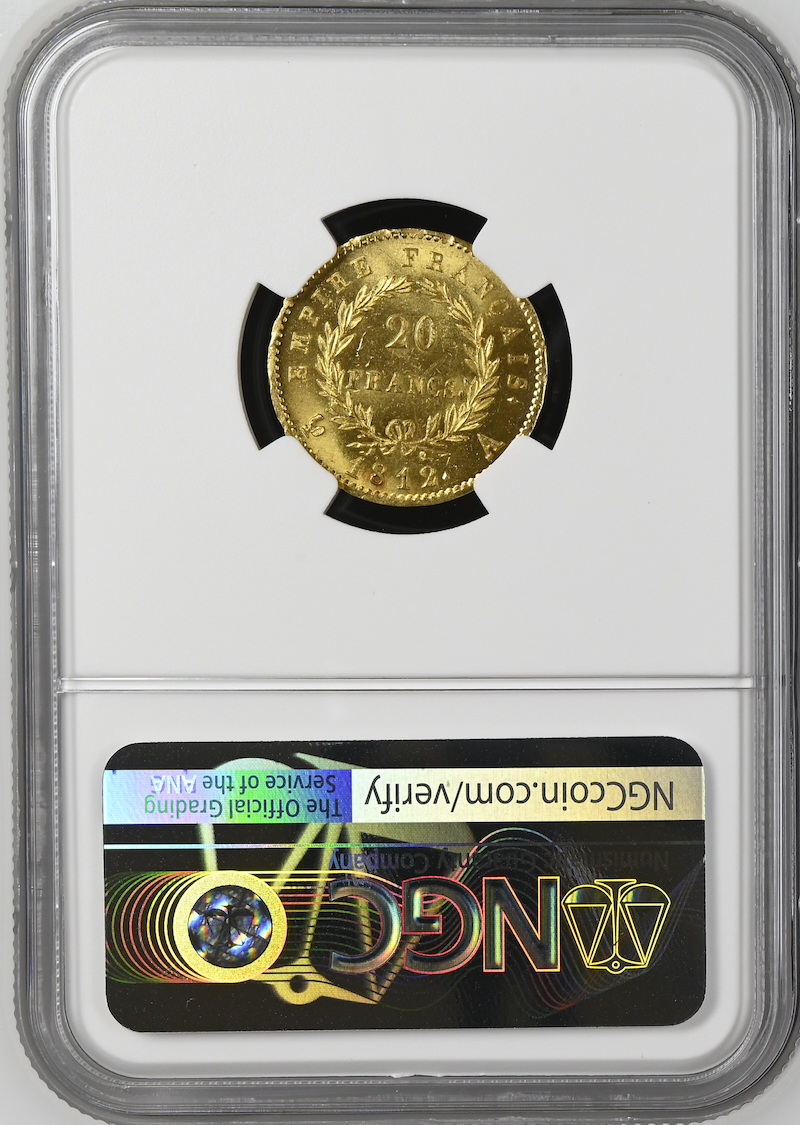 フランス1812年ナポレオンボナパルト20フラン金貨 NGC MS66の画像