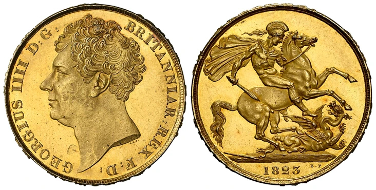 イギリス1823年ジョージ4世2ポンド金貨NGC MS64の画像