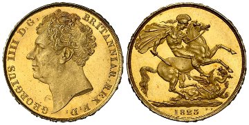 イギリス1823年ジョージ4世2ポンド金貨NGC MS64の画像