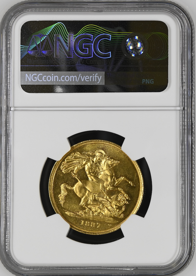 イギリス1887年ヴィクトリア2ポンド金貨 NGC MS64+の画像