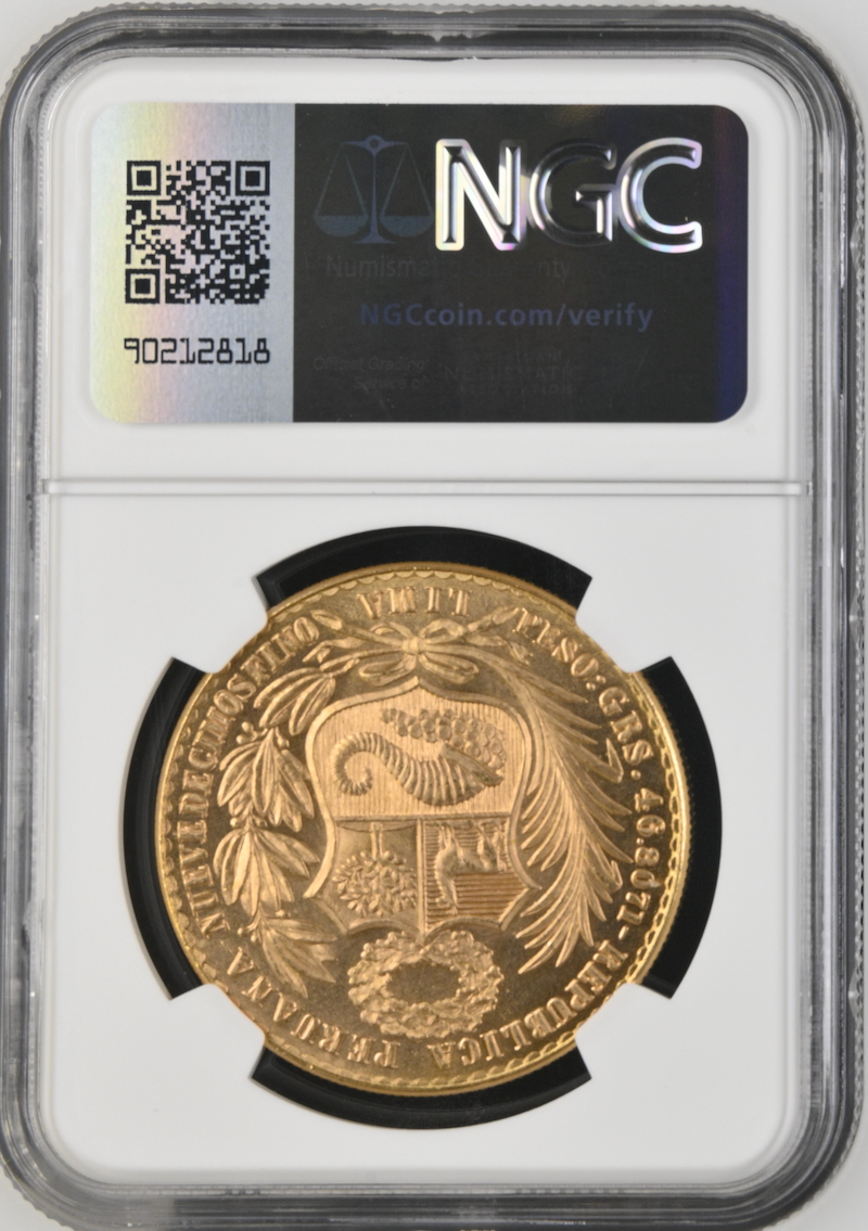 ペルー1967年100ソル金貨NGC MS66 の画像