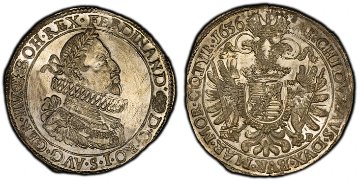 ハンガリー1636年ターラー金貨 PCGS MS63の画像