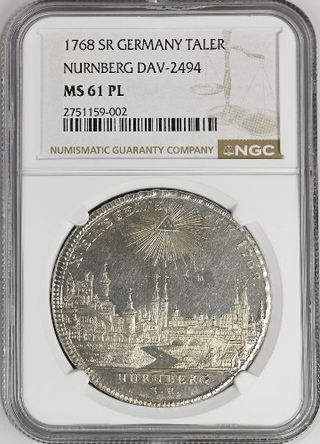 ドイツニュルンベルク1768年 都市景観ターラー銀貨NGC MS61 PLの画像