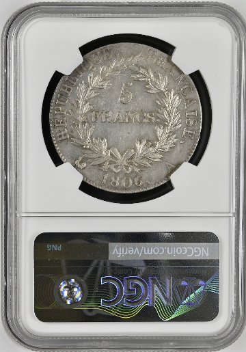 フランス1806年ナポレオン1世5フラン銀貨 NGC MS63の画像