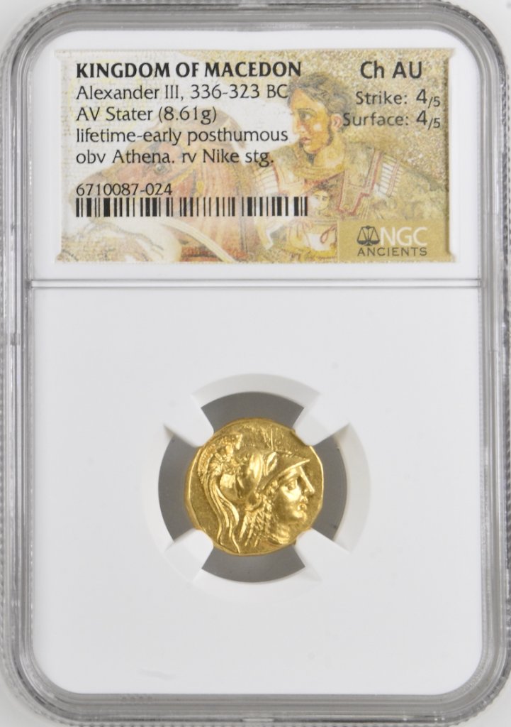 古代ギリシャ マケドニア アレクサンダースターテル金貨 Ch AU 4/5 4/5 Lifetimeの画像