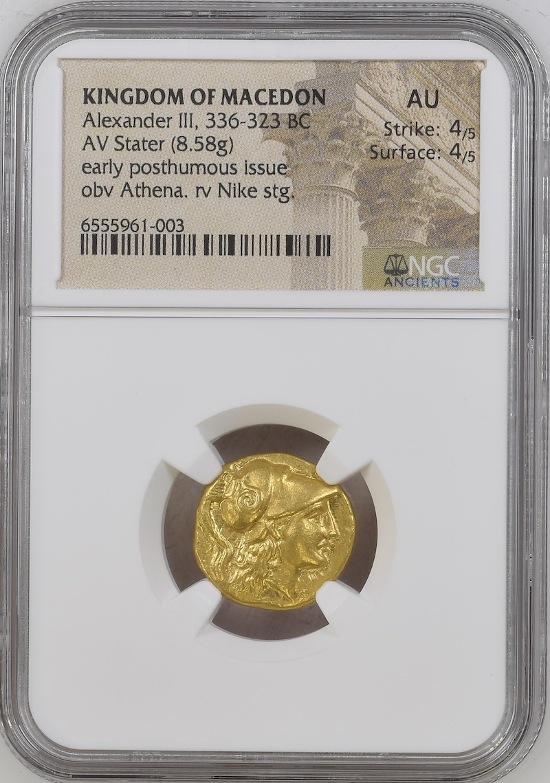 古代ギリシャ マケドニア アレクサンダースターテル金貨 AU 4/5 4/5 の画像