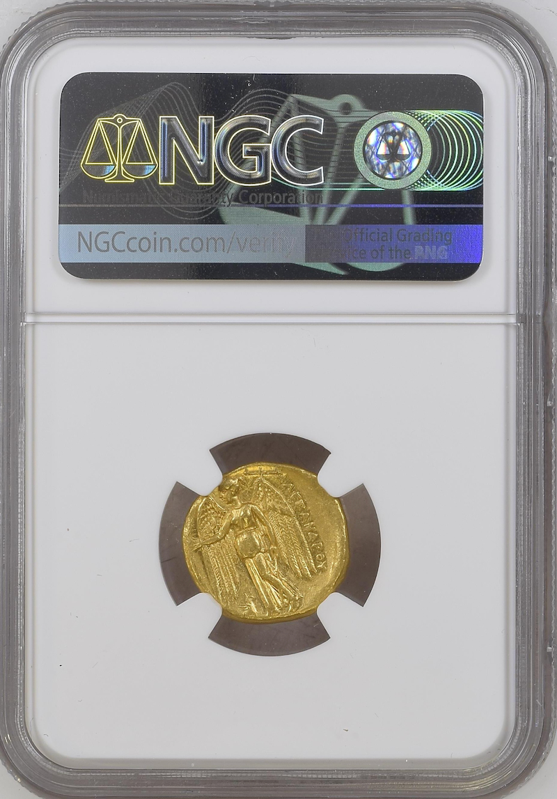 古代ギリシャ マケドニア アレクサンダースターテル金貨 AU 4/5 4/5 の画像