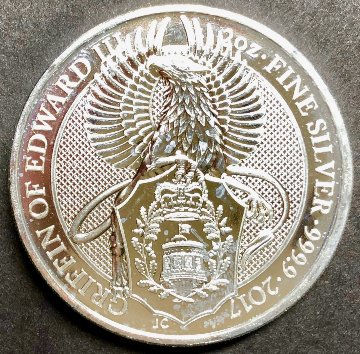 イギリス2017年クイーンズビースト 2オンス銀貨 グリフィン2枚セット画像