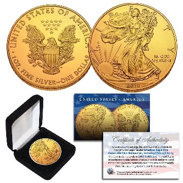 アメリカ2019年アメリカンイーグル1オンス銀貨24金メッキ仕上げ画像