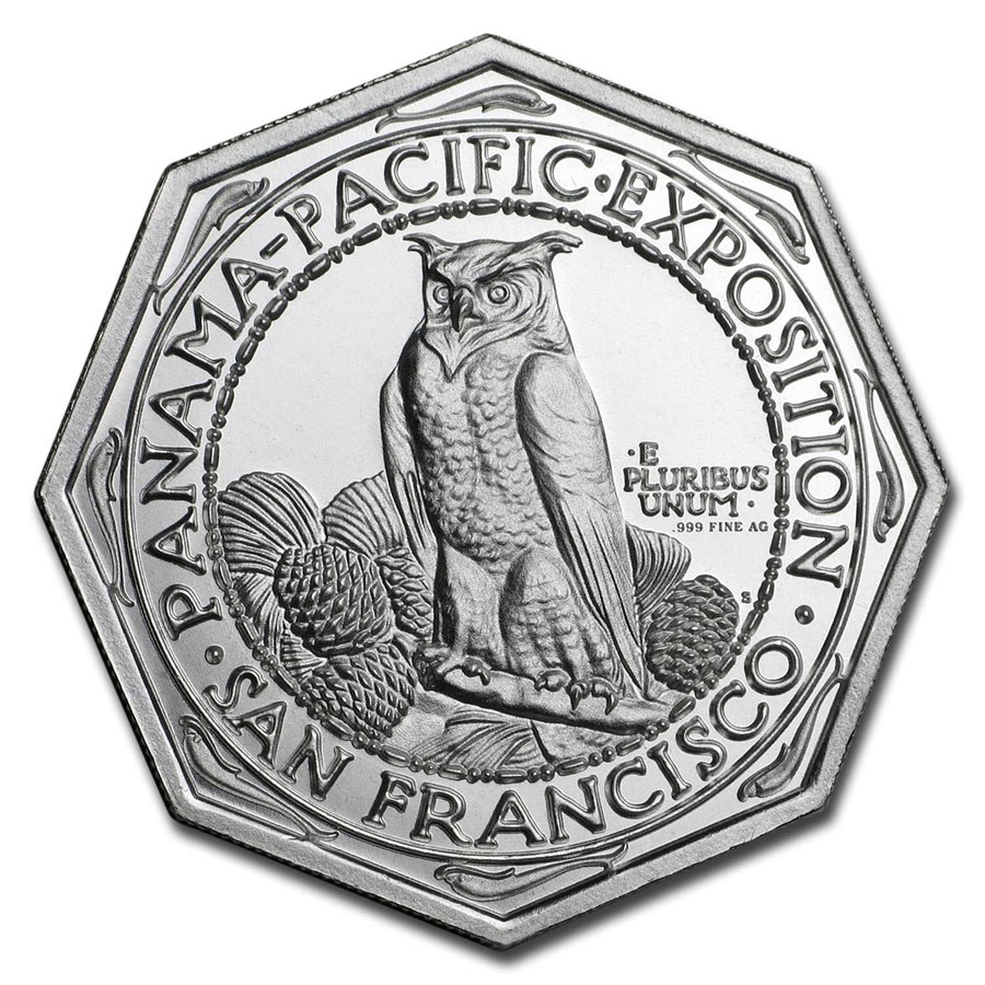 アメリカ パナマパシフィック2オンスオクタゴナル銀メダル画像