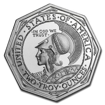 アメリカ パナマパシフィック2オンスオクタゴナル銀メダル画像