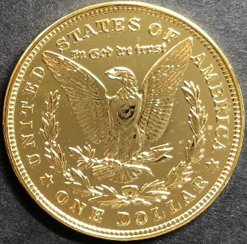 アメリカ1921年モーガンダラー金メッキ画像