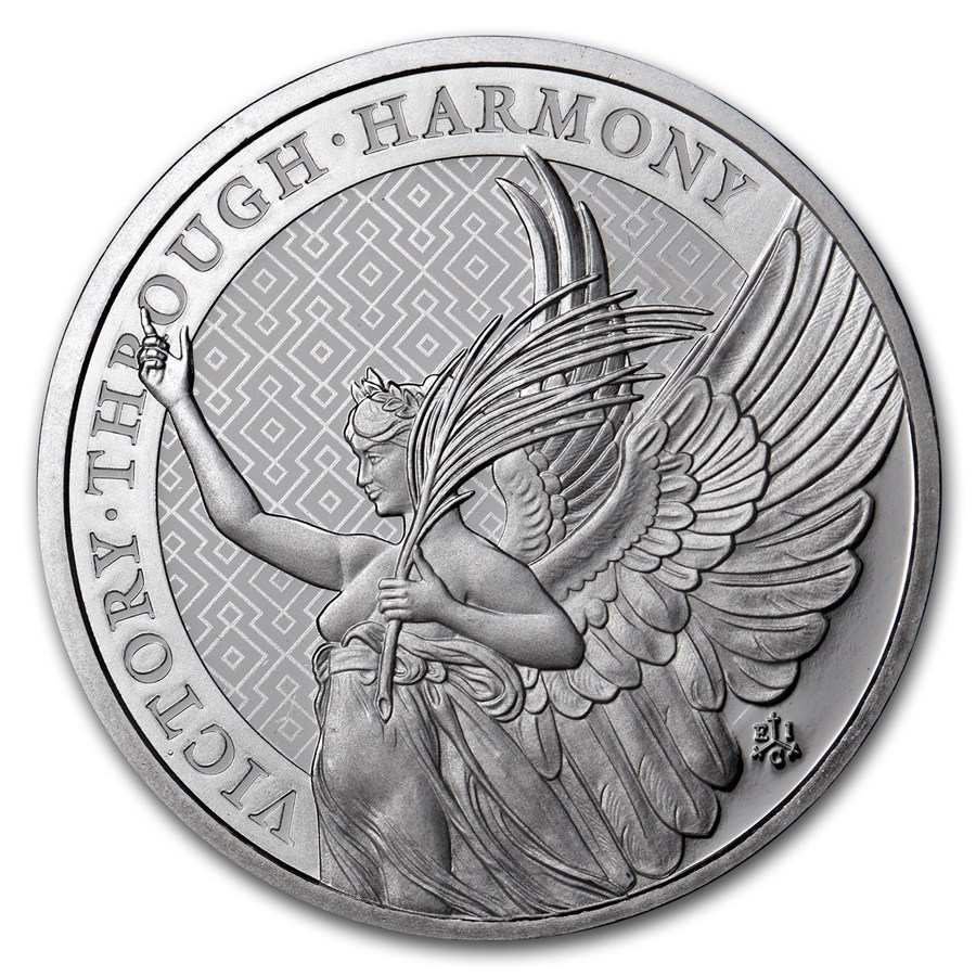 イギリス領セントヘレナ島2021年クイーンズ徳の勝利1オンス銀貨2枚セットの画像