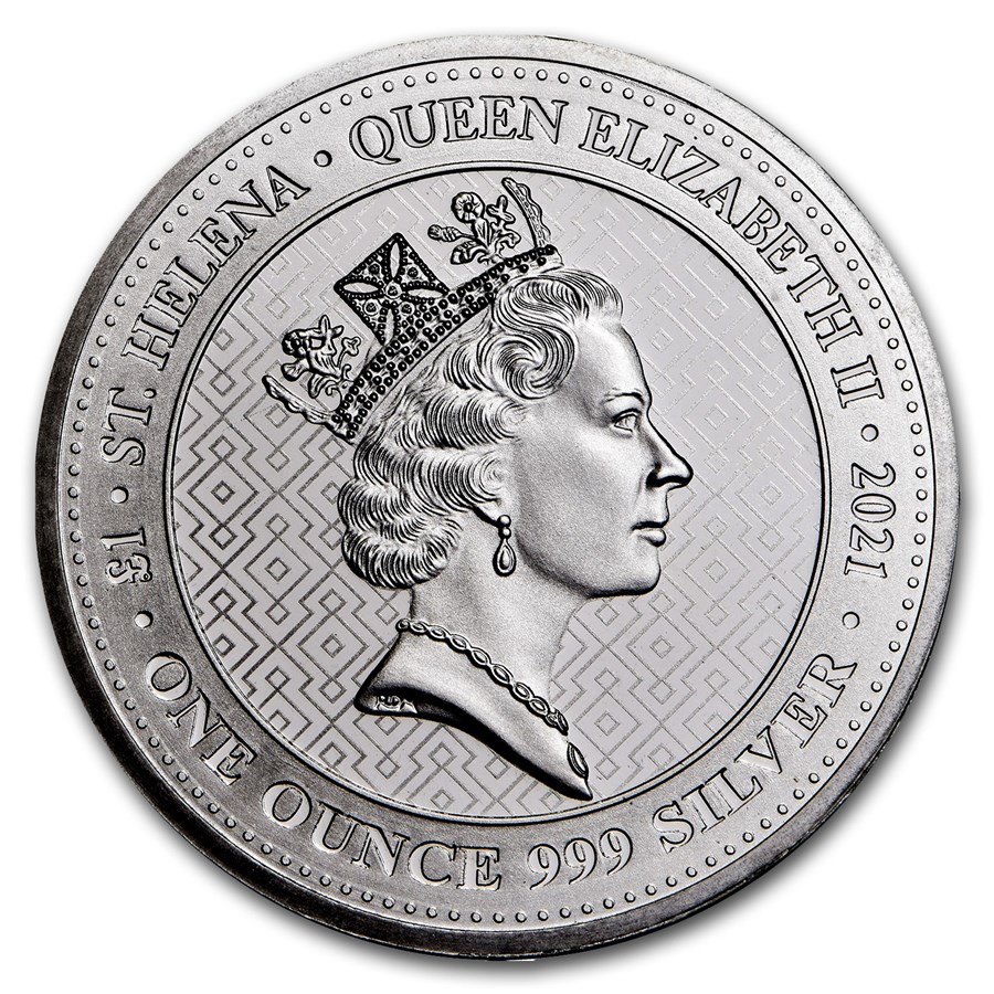 イギリス領セントヘレナ島2021年クイーンズ徳の勝利1オンス銀貨2枚セット画像