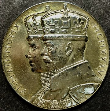 イギリス1935年ジョージ5世戴冠25年ジュビリーシルバー大型メダル画像