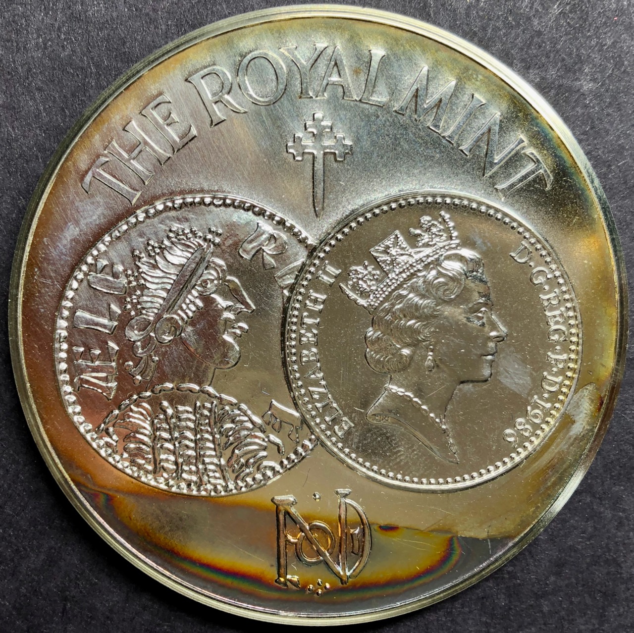イギリス 1986年ロイヤルミント設立1100年記念5オンスプルーフ シルバーメダル画像
