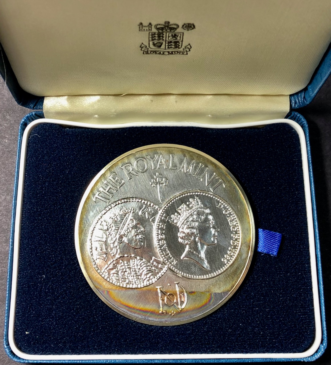 イギリス 1986年ロイヤルミント設立1100年記念5オンスプルーフ シルバーメダル