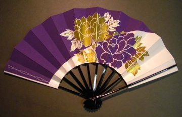 舞扇子　二輪牡丹　紫白画像