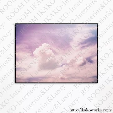 ピンクの空と雲のドリーミーアート｜キャンバスアート[f729]の画像