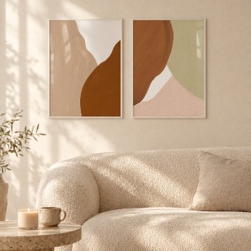 アースカラーのオーガニック抽象キャンバスアート[f731]の画像