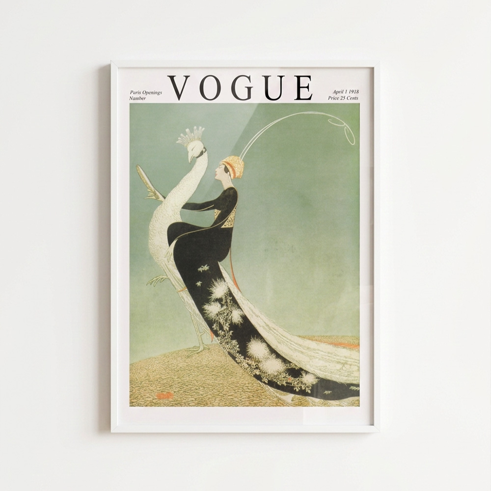 VOGE表紙キャンバスプリントアート 国内配送・送料無料】グリーン×抽象イラスト×おしゃれ・VOGUE風