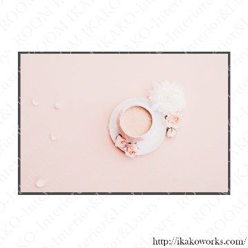 ピンクベースのカフェ・紅茶・コーヒーのキャンバスアート[f746]の画像