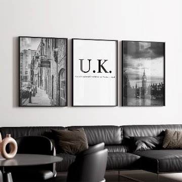 【国内配送・送料無料】イギリス×時計塔Big Ben(ビッグベン)×モノトーン×キャンバスアート×アートポスター【1~3営業日で出荷】[f748]の画像