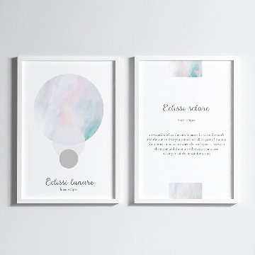 【国内配送・送料無料】［月食と日食］月×パステルカラー×抽象×英字テキスト×キャンバスアート×アートポスター【1~3営業日で出荷】[sel001]の画像