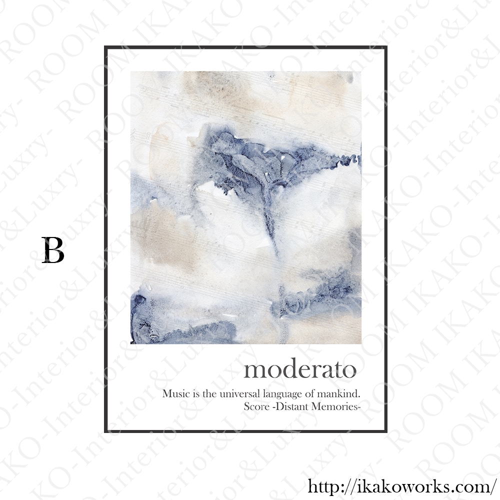 国内配送・送料無料】［遥かな記憶］抽象画×楽譜×ブルーピンク×音楽