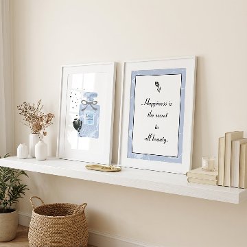 【国内配送・送料無料】[波間の香り] 香水×ボトル×テキスト英字×青×アート×キャンバスアート×アートポスター【1~3営業日で出荷】[sel004]の画像