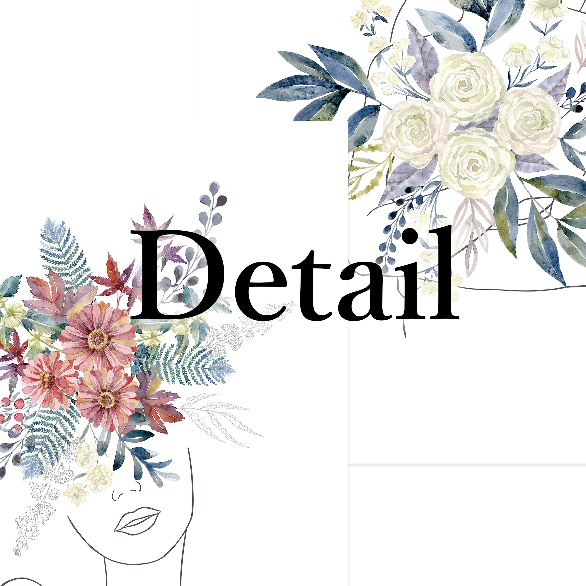 ［Selenea｜フラワーレディ］花束をまとった女性の抽象ラインアート｜キャンバスアート[sel005]の画像