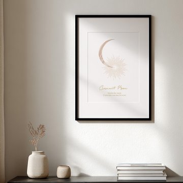 【国内配送・送料無料】［三日月］ゴールドムーン×Crescent Moon×Seleneaアート×キャンバスアート×アートポスター【1~3営業日で出荷】[sel007]の画像