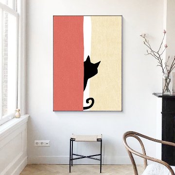 【国内配送・送料無料】のぞき猫×キャット×抽象画×キャンバスアート×アートポスター【1~3営業日で出荷】[f754]の画像