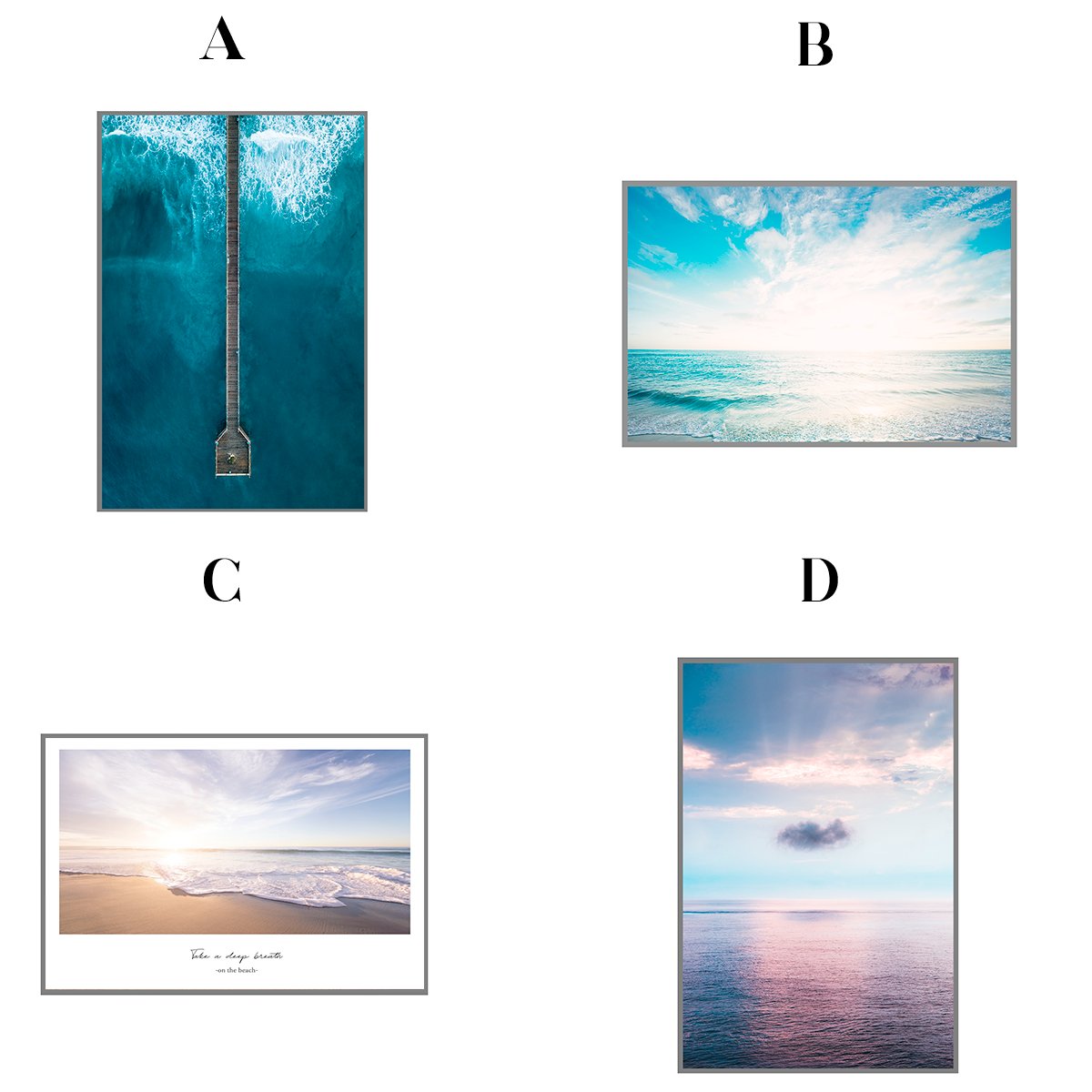 ブルーの海景色とサンセットアート｜キャンバスアート[f755]の画像