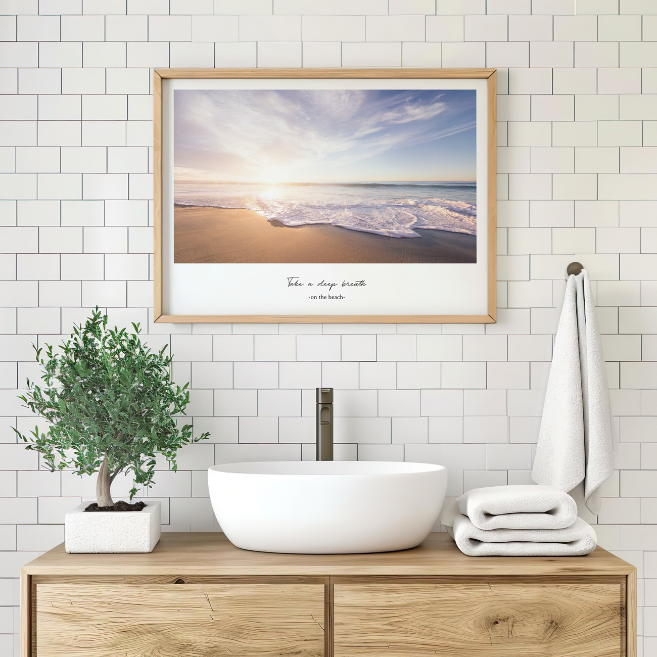 ブルーの海景色とサンセットアート｜キャンバスアート[f755]の画像