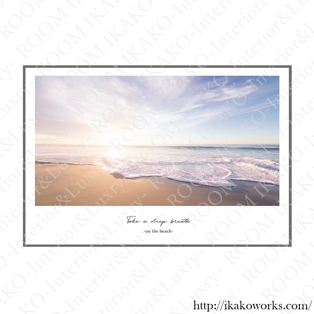 ブルーの海景色とサンセットアート｜キャンバスアート[f755]の画像