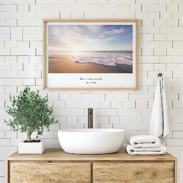 ブルーの海景色とサンセットアート｜キャンバスアート[f755]の画像